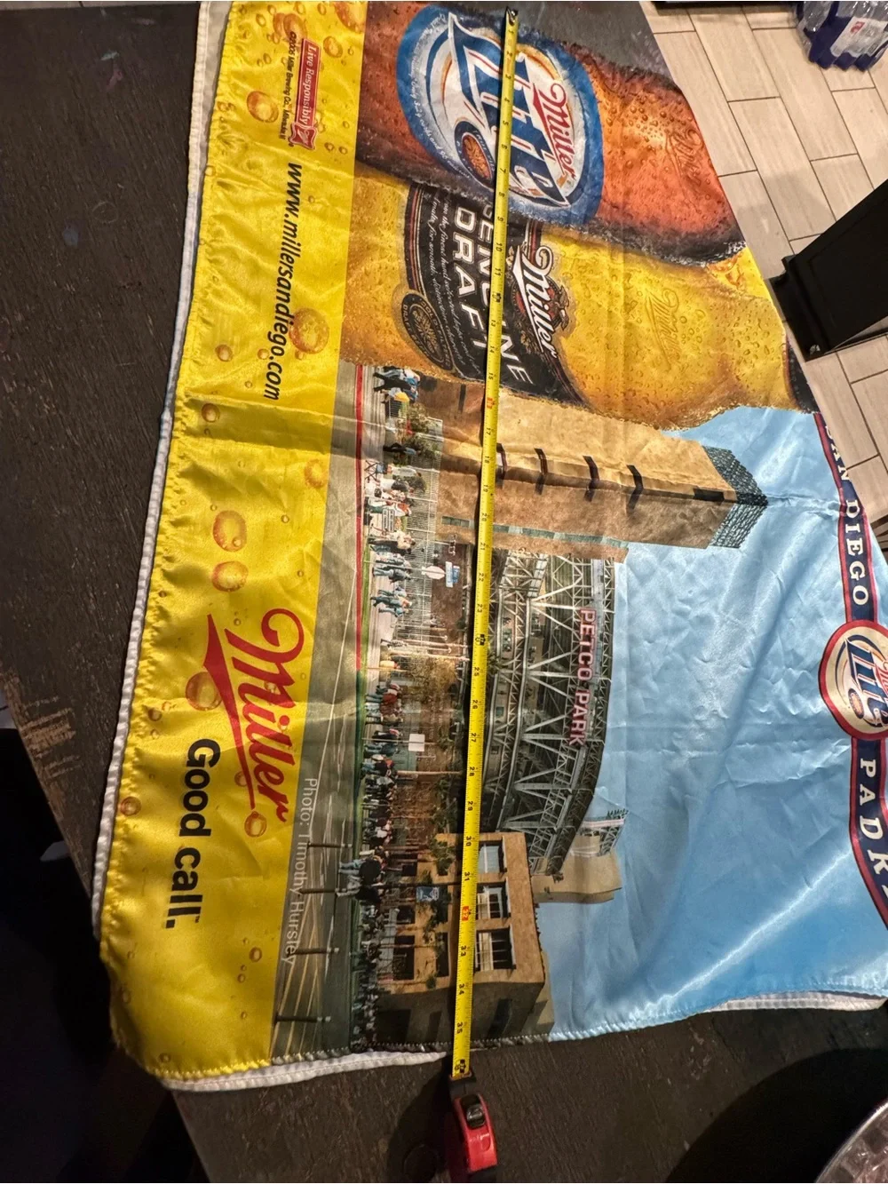 San Diego Padres Miller Lite Promotional Wall Flag - Blue & Yellow